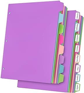 16Pcs/2 Set Binder Dividers with Tab, 8 Color Tab for 3 Ring Binder Divider | Page Folder Dividers, for 3 Ring Binder, Sheet Paper Protectors, Plastic Tabbed File Dividers with Tabs