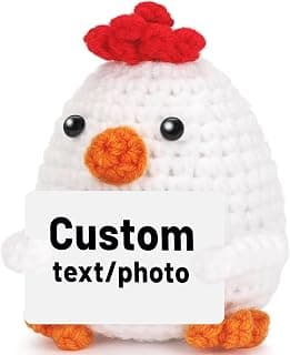 Custom Positive Crochet Chicken Inspirational Gifts, Handmade Emotional Uplifting Support Animals Decor, Cute Birthday Gifts for Women Men Coworker (Custom Chicken)