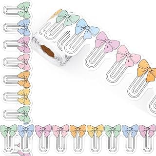 Whaline 65.6 Ft Pastel Bow Bulletin Board Borders Back to School Colorful Paperclips Coquette Bow Paperclips Die Cut Trim Border Roll for First Day of School Classroom Chalkboard Wall Office Decor