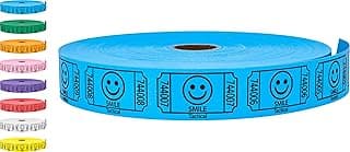 2000 Smile Raffle Tickets, Single Roll, Blue | 8 Color Options, Premium Cardstock, Clean-Tear Perforations, for Events, Fundraisers & Prizes — Proudly Made in USA