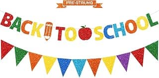 Pre-Strung Back to School Banner, Back to School Decorations for Classroom | Colorful Glitter Back to School Decor, School Party Supplie for Teacher Office Home Bulletin Board