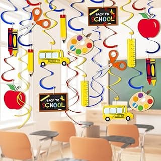 46 PCS Back to School Decorations Hanging Swirls - First Day of School Hanging Decor Welcome Back Classroom Ceiling Decoration Streamer for Teacher Student Party Supplies Decor Props