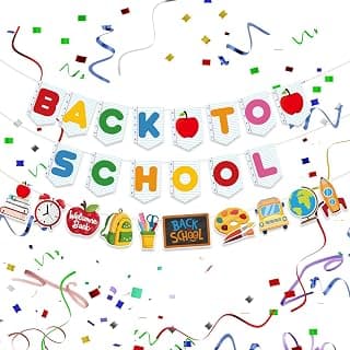Back to School Banner Decorations, Happy First Day of School Sign | Back to School Garland Backdrop Cute Hanging Backdrop Decor for Classroom and Home Party