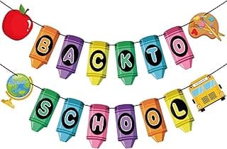 Back to School Banner First Day of School Banner Welcome Pencil Banners Decorations for Kindergarten Hanging Decor School Classroom Teacher Garlands Decorations Bulletin Board Supplies