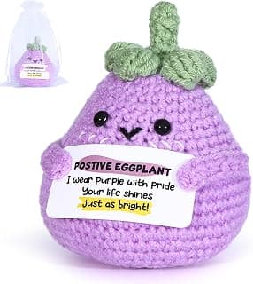 Emotional Support Purple Eggplant,Positive Crochet Eggplant Inspirational,Positive Birthday Gifts for Women Men Friends Family Yourself,car Decor,Desk Ornament,Living Room Ornament