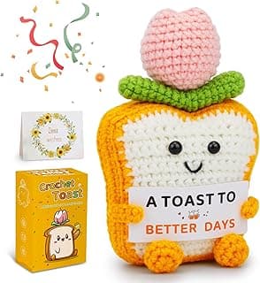 Positive Emotional Support Crochet, Handmade Crochet Toast | Gifts for Him Her Boyfriend Girlfriend, Emotional Positive Tulip Toast Gift with Card for Friends, Anniversary, Graduation