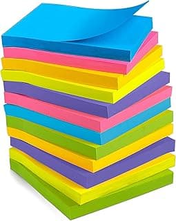 OHOME Sticky Notes - 12 Pads, 3”x3” - Colorful Self-Stick Post Notes Bulk - Office Desk Accessories | Teacher Classroom Must Haves,Aesthetic School Supplies for Home,Back to School Essential