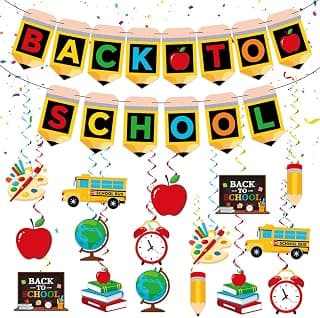 Back To School Decorations, Welcome Back To School Banner for Classroom | Pencil Design, All-in-One Kit, No DIY, Instant Decor, Perfect Photo Decor, Premium Printed, Reusable for Back to School