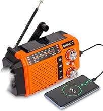 BAIJIALI Hand Crank Emergency Weather Radio 2600mAh/9620mWh | NOAA AM FM Shortwave Portable Radio, Solar & USB-C Charging, Flashlight, SOS Alarm for Emergency Kits (Orange)