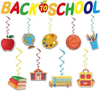 Back to School Decorations - Hanging Swirls Back to School Banner Sign Decorations for Indoor Outdoor | First Day of School Sign Backdrop - Hanging Classroom Decor Party Favors Supplies