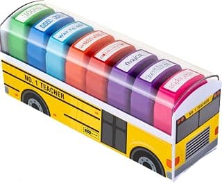 Teacher Stamps - Self Inking Motivational Encouraging, for School, Set of 8 | For Classroom and Home School Setting