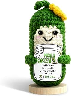Emotional Support Crochet Pickle, Pickle Stuffed Animal Gifts for Women | Positive Pickle Gift, Birthday Friendship Encouragement Gifts for Women, Back to School Gifts for Students, Cute Desk Decor