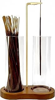Incense Holder, Hang Upside Down Incense Sticks Burner Holder Storage with Glass Ash Catcher,Ideal Gift (Brown)