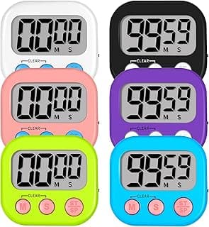Lasubst Digital Kitchen Timers, Classroom Timers for Kids Teachers, 6 Color | Back to School Supplies Bulk, Classroom Must Haves, Min/Sec Count Up/Down, Magnetic Back, Loud Alarm, Lanyards Included