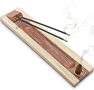 Rosewood Incense Holder for 2 Sticks & Cones - 11 inch, Handmade | Natural Wood, 2 Sticks Slot + Cone Holder included, No Ash falls out - 10 inch long and 2.5 inch Wide Incense Tray