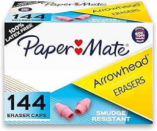 Paper Mate Arrowhead Pink Pearl Cap Erasers, 144 Count - Back to School, Classroom, Homeschool, Teacher Supplies