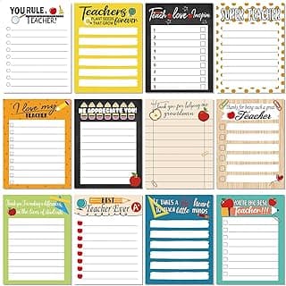 Pajean 12 Pcs Back to School Gifts Teacher Appreciation Notepad Gift Sets Lined Notepads to Do List Memo Notepads for Back to School First Day Colored Cute Sticky Paper Notes Supplies(Cute Style)