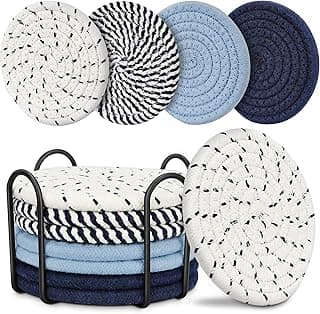 Blue Coaster, Drink Coasters, 8 PackCup Coasters, Kitchen Table Decor, Table Decor for Living Room, Bar Accessories for The Home Bar Set, Coaster Set for Wooden Tabletop Protection Table