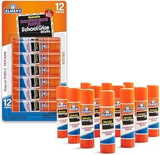 Elmer's Disappearing Purple School Glue Sticks, Washable, 6 Grams, 12 Count - Arts & Crafts, Poster, Projects, Back to School, #1 Teacher Brand