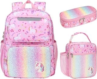 Kids Backpack with Lunch Box - 15" Kindergarten Backpack Girls