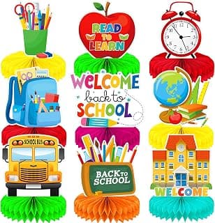 Back to School Table Decorations,9 Pcs, Honeycomb Centerpieces | Welcome Back to School Table Centerpiece, First Day of School Party Decor, Classroom, Office and Home