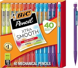 BIC Xtra Smooth Bright Edition Mechanical Pencils, 0.7 mm Medium Point, Bulk School Supplies for Students and Teachers, 40-Count Pack