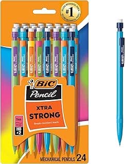 BIC Xtra Strong Mechanical Pencils with Erasers, Thick Point (0.9mm), 24-Count, Mechanical Pencils for School or Office Supplies