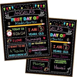 Double-Sided First Day of School Board, 12 × 10 Inches Back to School Sign | Reusable, Easy to Clean, Blank Board to Write, Color Painting Last Day of School Board First Day of School Kindergarten Pre-K