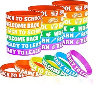 36 Pcs Welcome Back to School Bracelets Silicone Wristbands Rubber First Day of Favors Gifts School Opens Prize for Students Teens Semester Begins Party Supplies Goodie Bag Favors Decorations